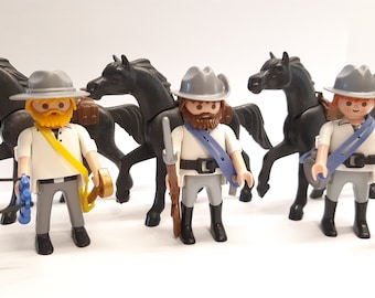 Playmobil Western Cowboys ACW 3 Southern soldiers with horses