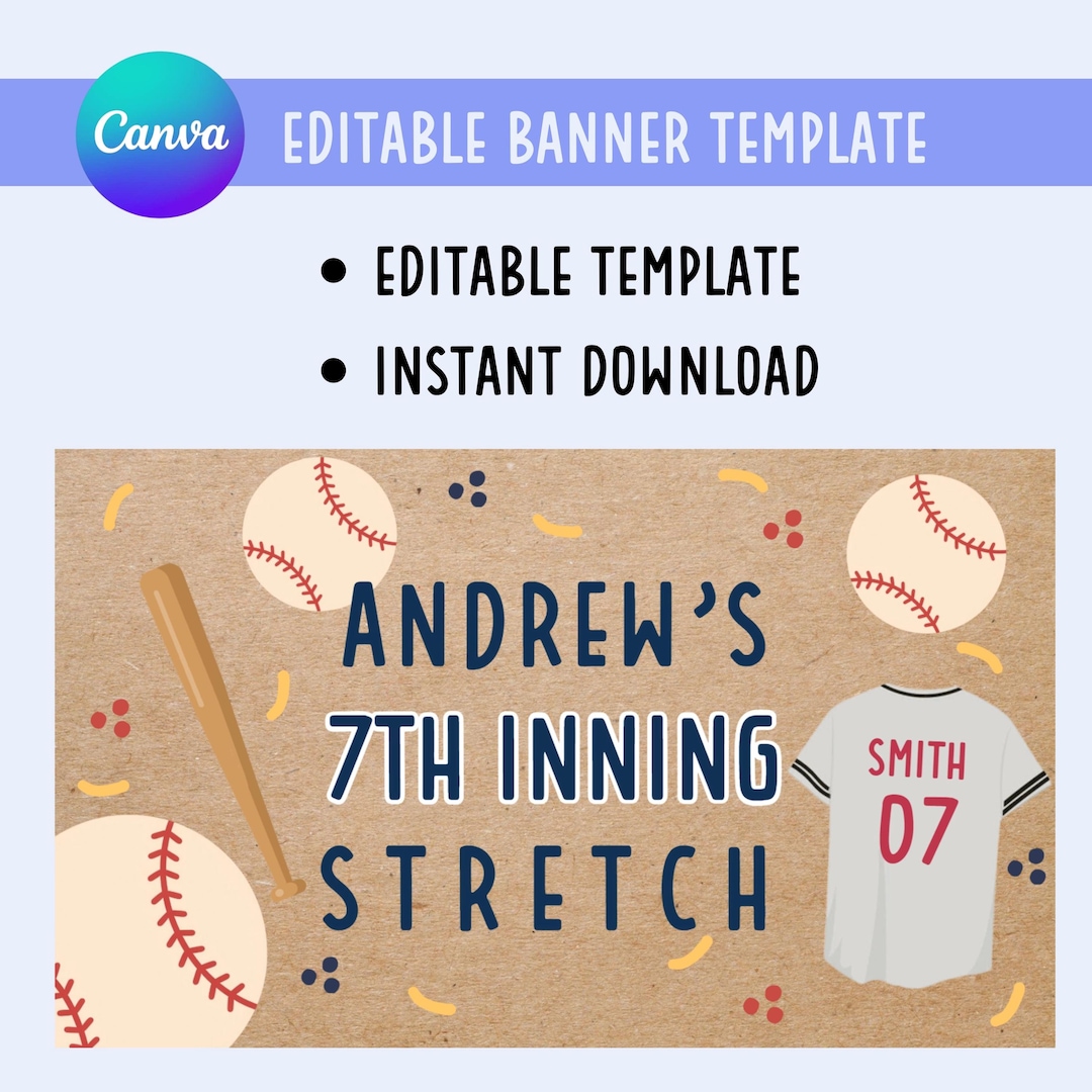 Baseball Birthday Banner Template | 7th Inning Stretch Party Decor ...