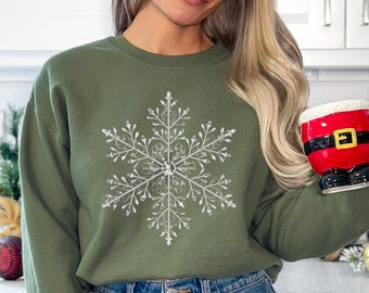 Snowflake Sweatshirt, Christmas Sweatshirt, Women Holiday Shirt, Snow Flake Sweater, Snow Sweatshirt, Christmas Gift Shirt, Family