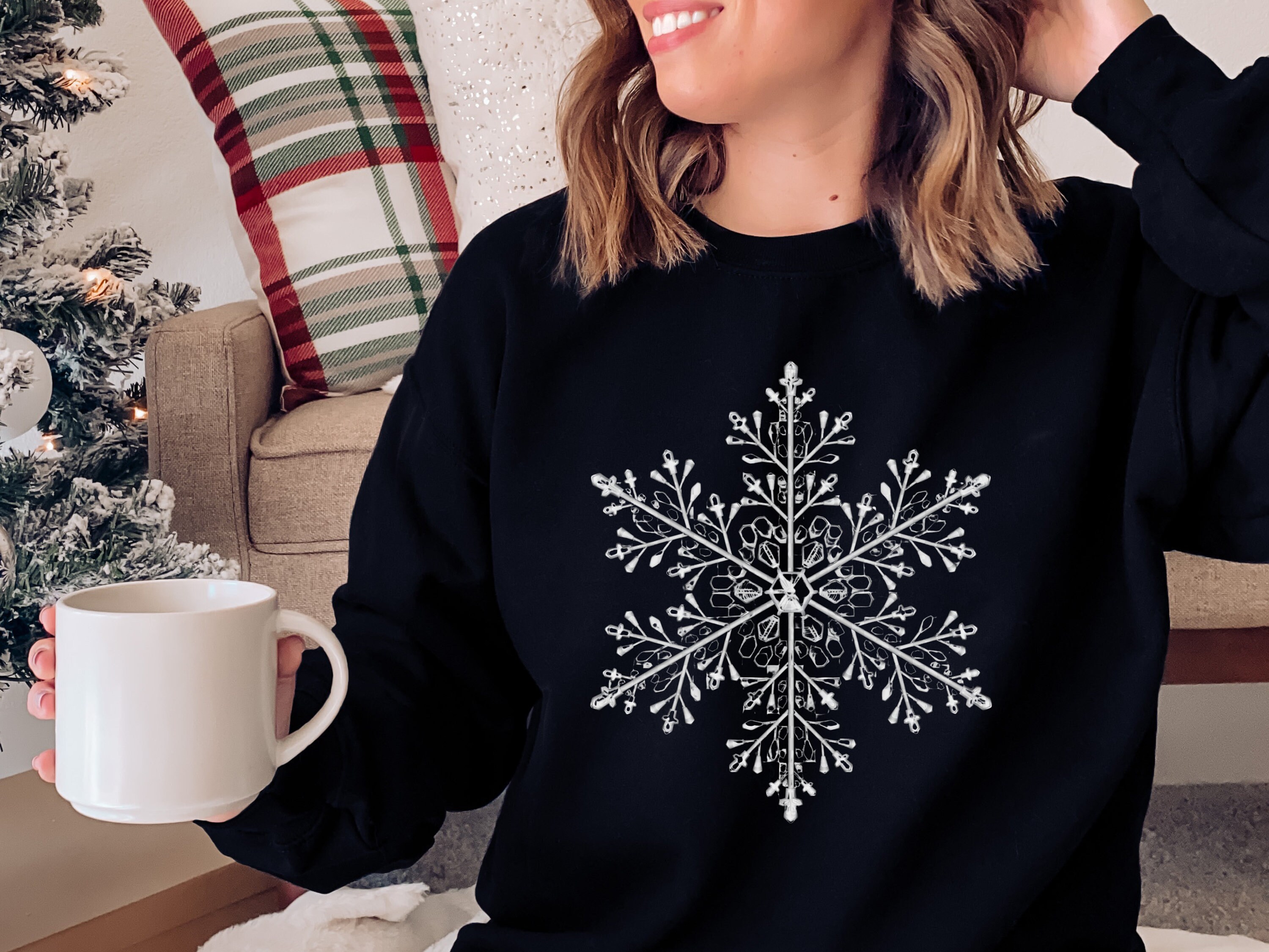 Snowflake Sweatshirt, Christmas Sweatshirt, Women Holiday