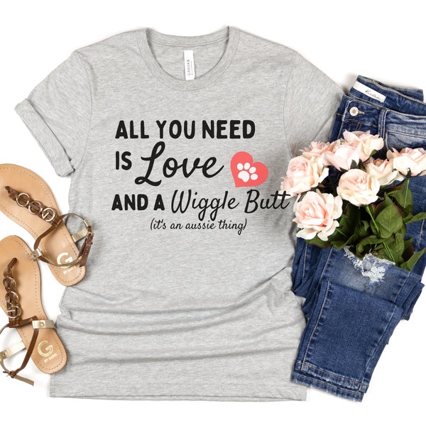 Australian Shepherd Wiggle Butt Shirt, Aussie Shirt, Wiggle Butt Shirt, Dog Mom, Aussie Lover, Christmas Gift
