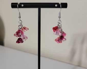 Colored Glass Flower Chandelier Earrings
