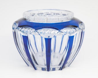 Cobalt Blue Crystal Pique Fleur by Val Saint Lambert Cut by Joseph Simon in Belgium Anno 1900 Perfect as a Val Saint Lambert Collectors Gift