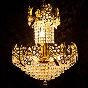 Crystal Swarovski Chandelier with 24 Carat Gold Plated Copper Made by Masters of Glass Art from Murano According to Original Design