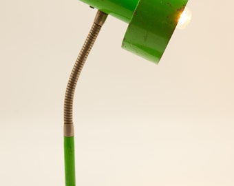 Grüne Vintage Tischlampe mit rundem Fuß Sockel