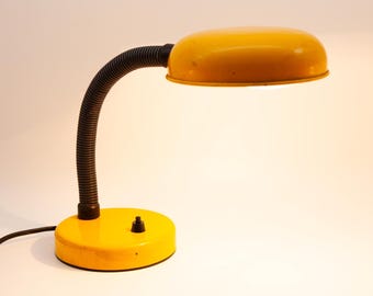 Vintage Yellow Table Lamp: Adjustable Goose Neck Desk Lamp