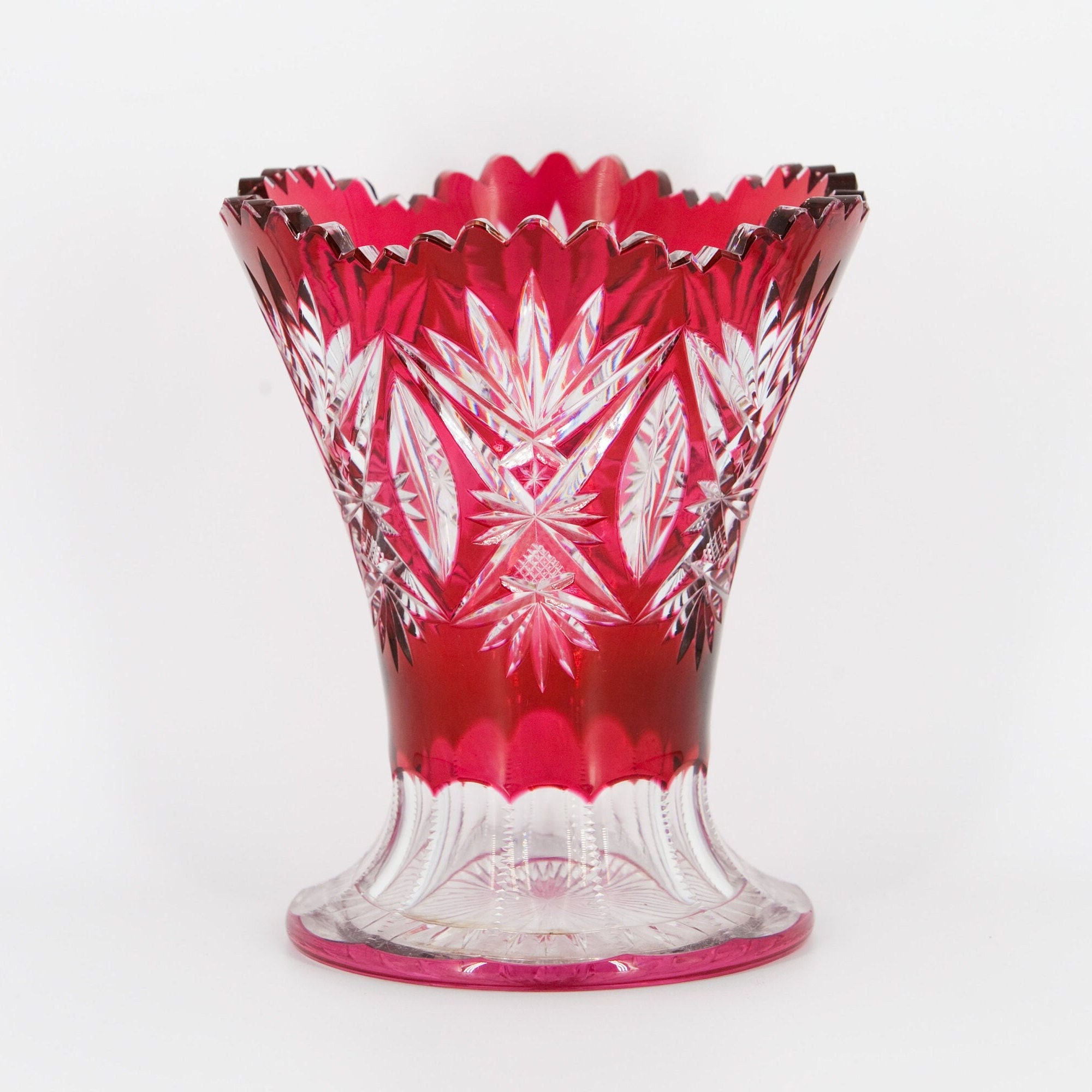 Red Crystal Vase by Val Saint Lambert Perfect Gift for