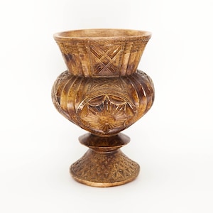 Maceta Celta de Cerámica Pintada en Color Madera por Art School Gorza Circa 1960 Ideal como Regalo de Arte o Para los Amantes Celtas