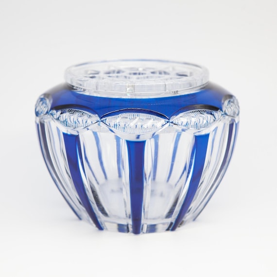 アンティークのコバルトブルークリスタル花瓶、ヴァル・サン