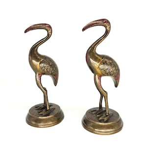 Two Bronze Crane Birds: Colonial Style - 1960ties