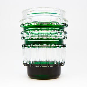 Green Crystal Art Deco Vase by Val Saint Lambert Cut in Belgium around 1930 Perfect Decoration Gift for Antique Lovers and Crystal Lovers