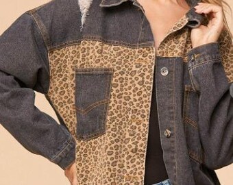 leopard print denim jacket