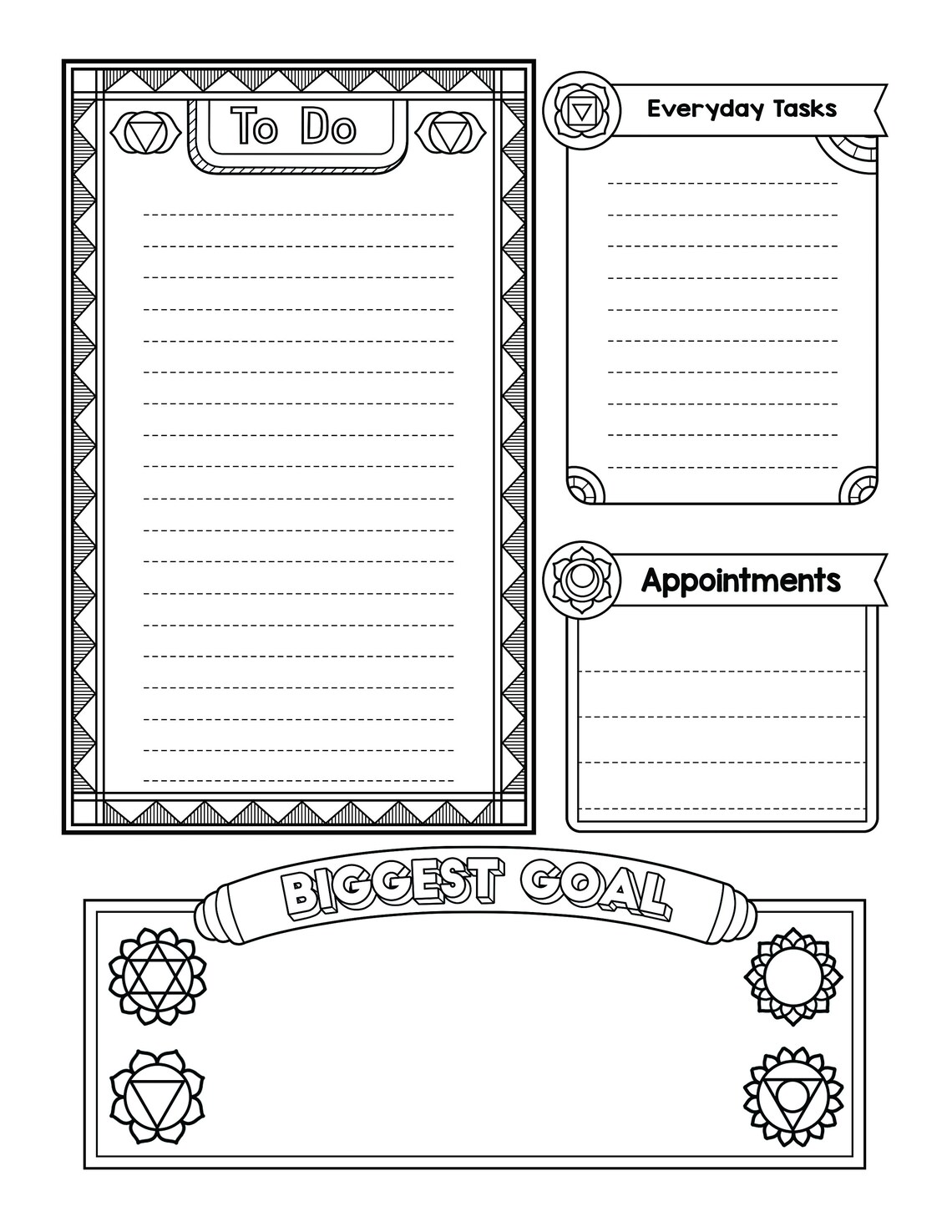 Chakra Themed Printable Colouring Pages for Monthly Planner PERSONAL ...
