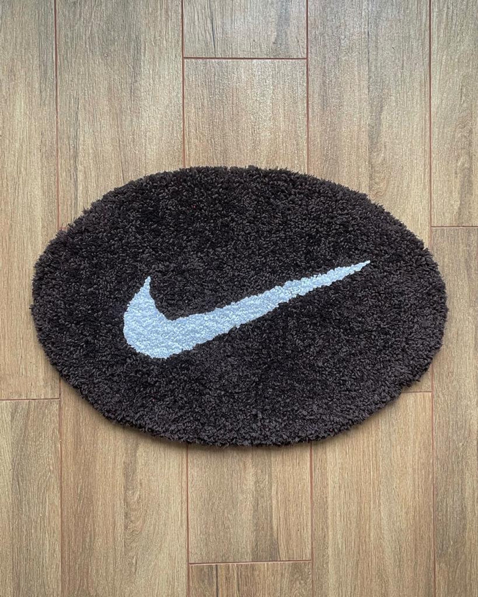 NIKE SWOOSH RUG Brown/White Tufted Etsy