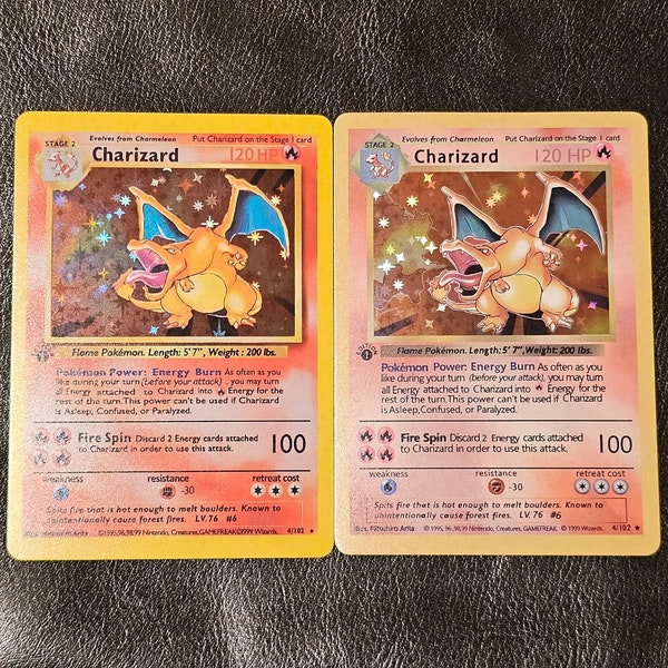 Two First Edition Charizard and Shadowless High quality Custom Handmade Card With pro case and fast shipping