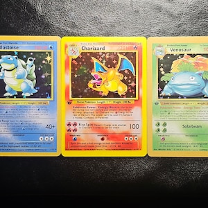 Tarjeta holográfica de alta calidad de primera edición de Charizard Blastoise Venusaur hecha a mano personalizada con estuche profesional con envío rápido