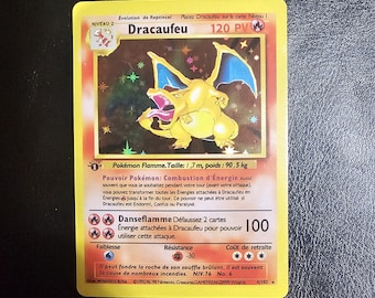 Carte française holographique faite main de haute qualité 1st Dracaufeu avec étui Pro et livraison gratuite