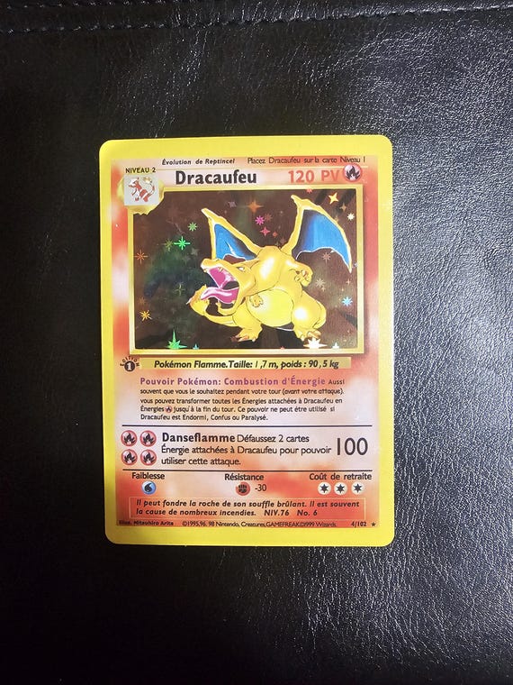 High Quality 1st Dracaufeu Custom Handmade Holographic French Card