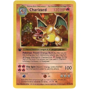 Tarjeta holográfica personalizada hecha a mano de Charizard sin sombras de primera edición de alta calidad con estuche profesional y envío gratis