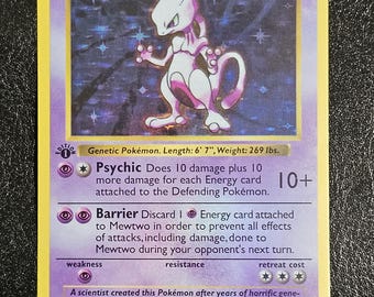 High Quality 1st Edition Holographic Mewtwo Custom Handmade Card With Pro  Case Plus Free Shipping