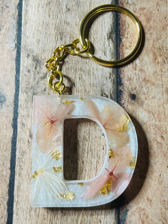 Resin Letter Keychain Letter D Initial Keychain Alphabet | Etsy