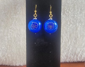 Retro Blue Yo-yo Miniature Toy Earrings