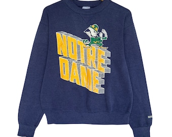 Vintage 90s Notre Dame Sweatshirt Jumper Notre Dame Crewneck Spell Outs Notre Dame Pullover Sweater XL Fits M Size