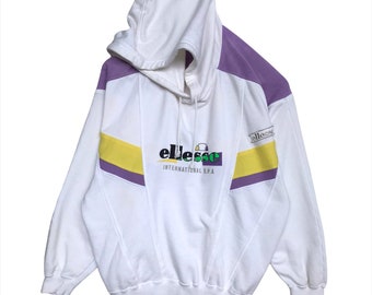 StoreDaniCo Vintage 90s Ellesse Multicolour Hoodie Vintage Ellesse Multicolour Jumper Vintage Ellesse Multicolour Pullover Vintage Ellesse Hoodie Size S