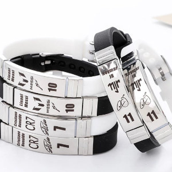 Soccer Fan Stainless Steel Silicone Bracelet Cristiano Ronaldo, Neymar, Messi