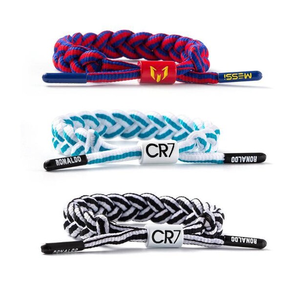 Soccer Fan Handmade Braided Woven Rope Bracelet Cristiano Ronaldo, Neymar, Messi