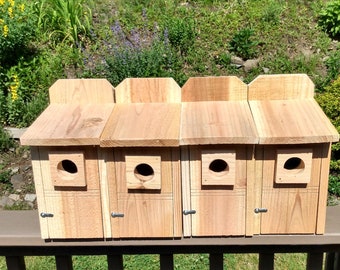 4 Cedar Bluebird Houses- Hand crafted, rough cut cedar