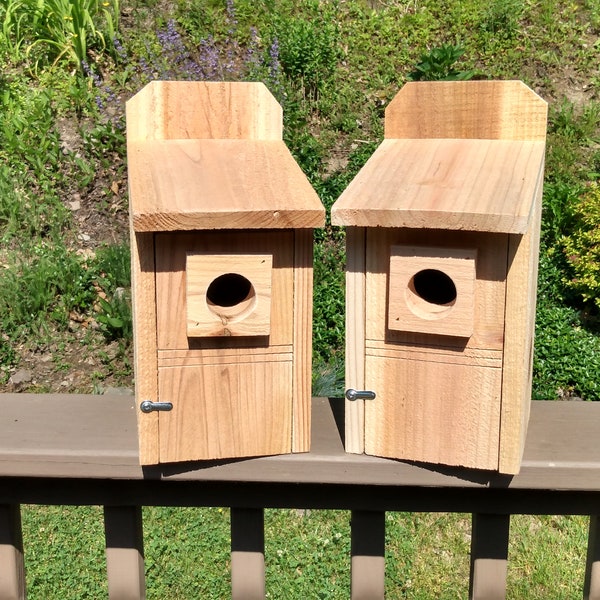 2 Cedar Bluebird Houses-Hand crafted, rough cut cedar