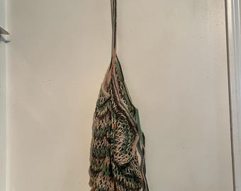Bolsa de mercado de ganchillo en tonos tierra, 100% algodón,