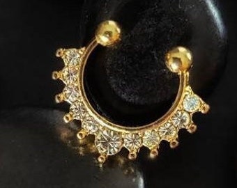Fake Septum Ring - Rhinestones Fake Septum Nose Ring Hoop Septum Rings Stainless Steel Nose Piercing Fake Piercing Piercing Jewelry