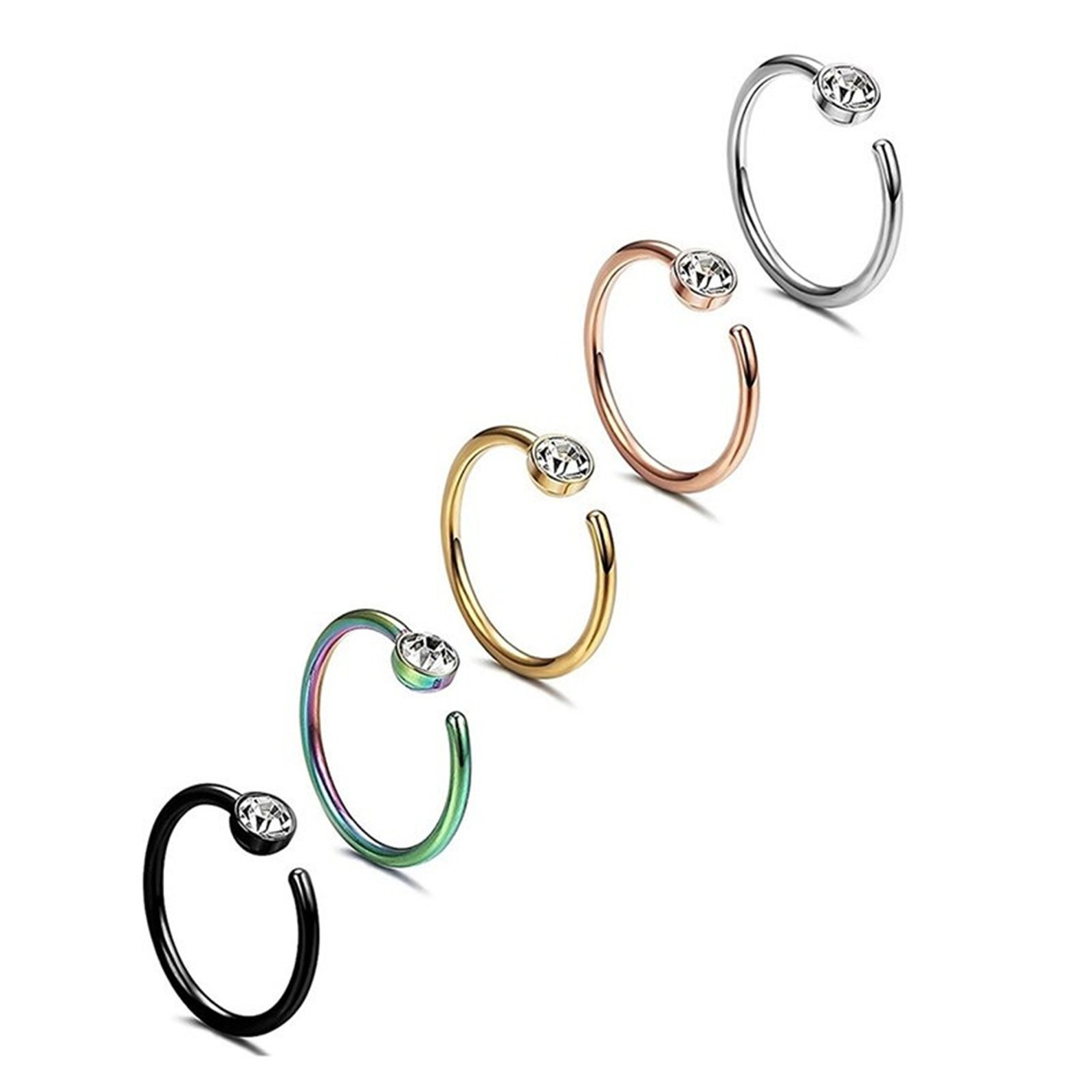 Fake Septum Nasenring 925 Sterling Silber - Nicht Piercing Doppelring