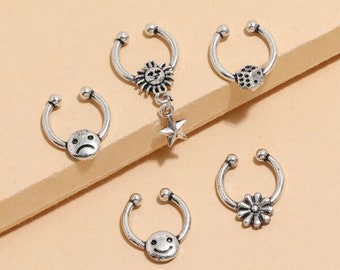 Fake Septum Ring - Nose Ring Hoop Rings Stainless Steel Piercing Jewelry
