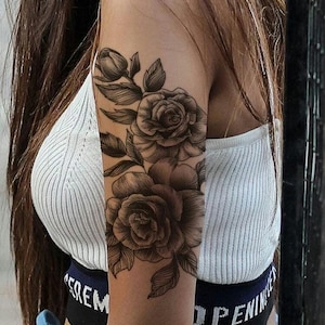 Flower Patterns Tattoo Sticker. Fake Tattoo. Fake Tattoos. Fake Flower Tattoo. Fake half sleeve tattoo. Temporary Tatoo.