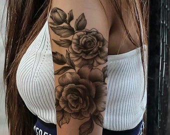 Flower Patterns Tattoo Sticker. Fake Tattoo. Fake Tattoos. Fake Flower Tattoo. Fake half sleeve tattoo. Temporary Tatoo.