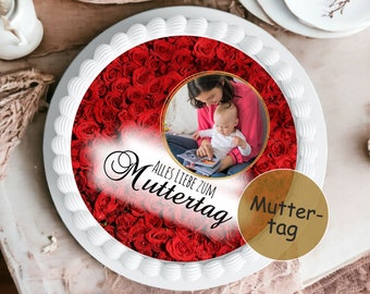 Photocake Mother's Day gift idea mom mother grandma cake topper photo topper for cake cake topper personalized red roses MU-TO-17-00-00