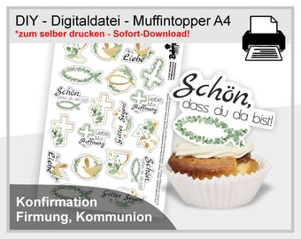 Muffin toppers cake topper special shape communion confirmation instant download digital print yourself 19 pieces KO-MTD-26-01-00