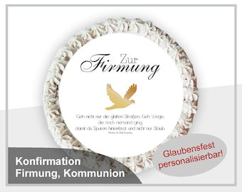 Tortenaufleger Kuchenaufleger Firmung Kommunion Konfirmation Mädchen Junge Tortendeko Fondant Geschenk Taube KO-TO-15-00-00