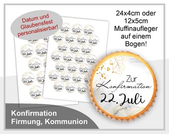 Muffinaufleger Cupcake Aufleger Konfirmation Firmung Kommunion Junge Mädchen Muffindeko Tortendeko Fondant Oblatenpapier KO-MU-16-00-00