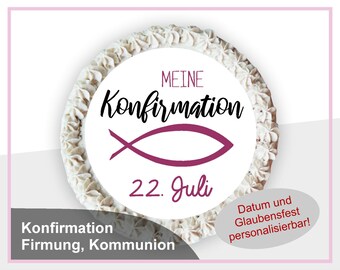 Tortenaufleger Konfirmation Kommunion Firmung Mädchen Tortendeko Fondant Fisch KO-TO-05-00-00