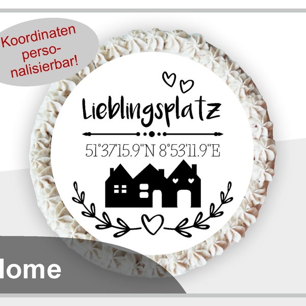 Tortenaufleger Kuchenaufleger Home Lieblingsplatz Zuhause Einweihungsparty Tortendeko Fondant Geschenkidee Einzug Umzug HOME-TO-03-00-00