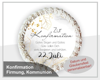 Tortenaufleger Kuchenaufleger Firmung Kommunion Konfirmation Junge Mädchen Wunsch Datum Tortendeko Fondant Geschenk KO-TO-16-00-00