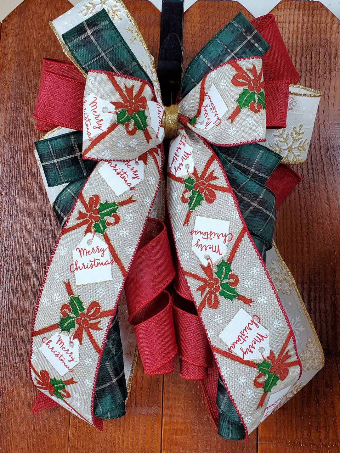 Christmas Front Door Bows for Christmas Door Decor, Handmade Christmas