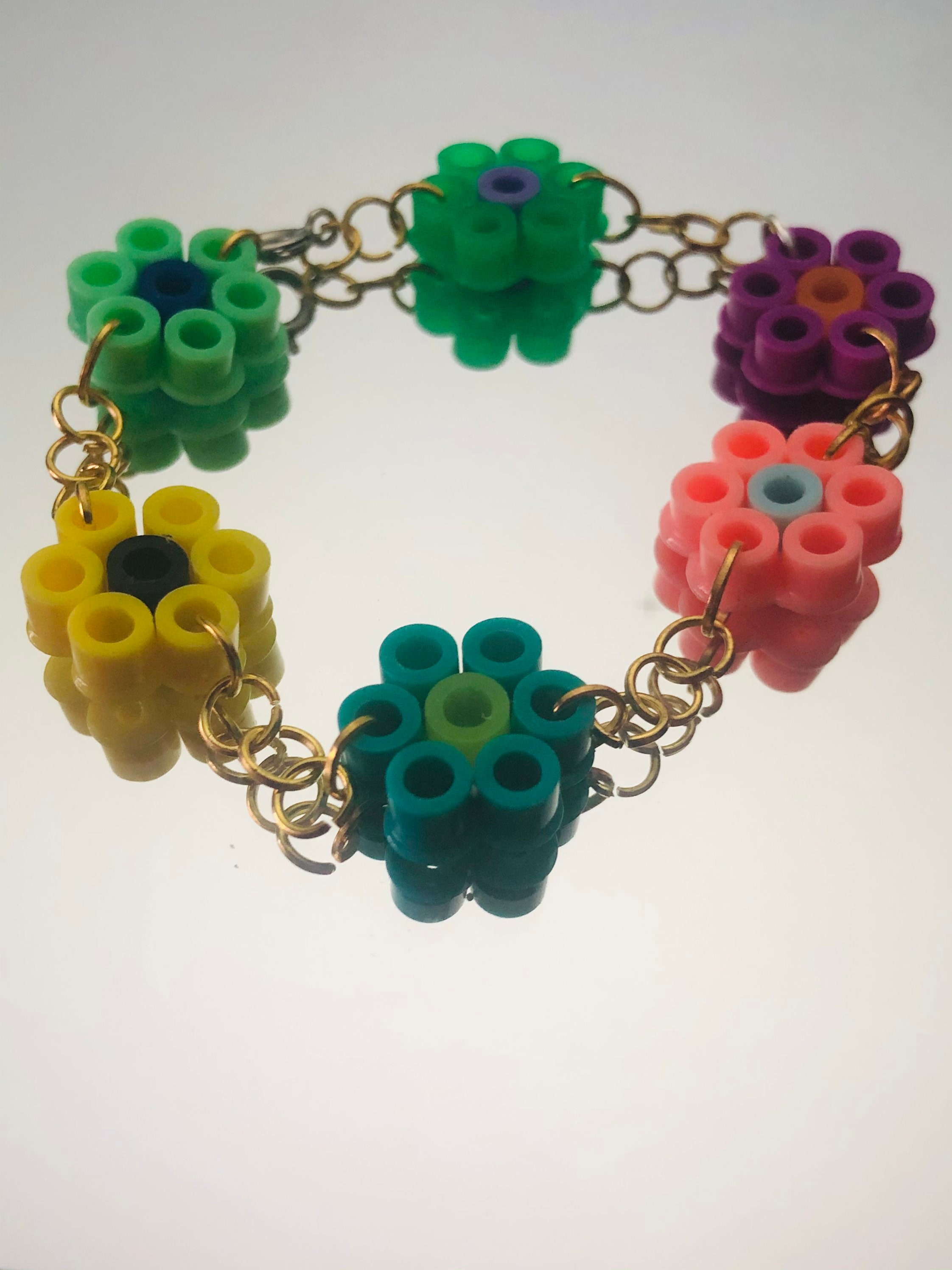 Kidcore flower perler bead bracelet Etsy