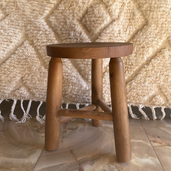 Handmade walnut Wood stool, Small Sturdy Rustic Side table, Chair, Minimalist Accent piece, Plant table, shower Bench, wooden furniture