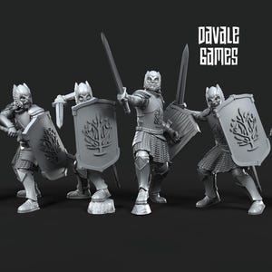 Grey Castle Warriors with Swords | 6 Miniatures | Davale Games