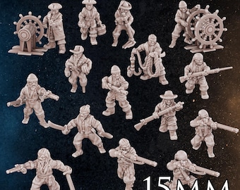 Équipage pirate 15 mm | 17 miniatures | Diratia